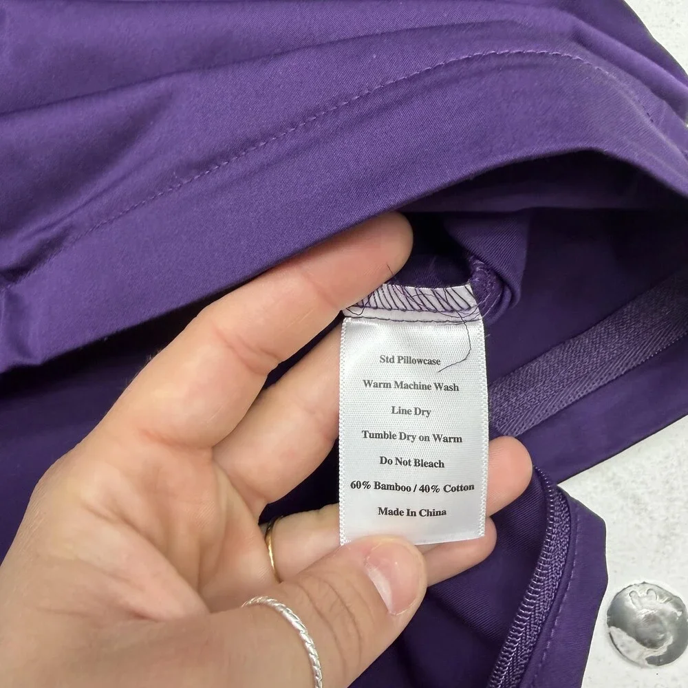 The Lad Collective Pillowcases Set Of 2 20x26 Bamboo Cotton Purple Zip Bag